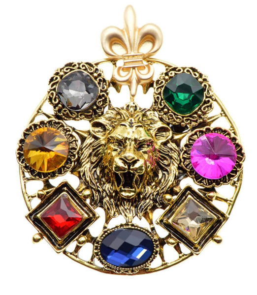 Stunning vintage look gold plated retro lion king celebrity brooch broach pin g5