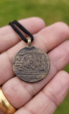 Sikh Guru Nanak Dev Antique Coin pendant Mool Mantar Locket black thread pp15