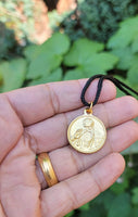 Guru Nanak Ji Gobind Singh Ji Gold Tone Sikh Pendant Black thread necklace LL2