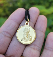 Guru Nanak Ji Gobind Singh Ji Gold Tone Sikh Pendant Black thread necklace LL2