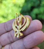 Stunning diamonte gold plated sikh singh kaur khalsa khanda brooch pin gift ggg1