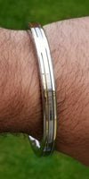 Sikh kara stainless steel brass lines smooth flat kada singh kaur bangle gift v6