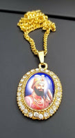 Gold plated guru gobind singh ji photo pendant punjabi sikh kaur car rear mirror