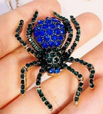 Vintage look gold plated blue spider brooch suit coat broach pin collar z24 New