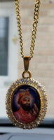 Gold plated guru gobind singh ji photo pendant punjabi sikh kaur car rear mirror