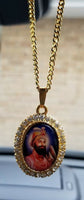 Gold plated guru gobind singh ji photo pendant punjabi sikh kaur car rear mirror