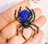 Vintage look gold plated blue spider brooch suit coat broach pin collar z24 New