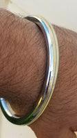 Sikh kara stainless steel round smooth brass lines kada singh kaur bangle v18