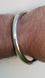 Sikh kara stainless steel round smooth brass lines kada singh kaur bangle v18