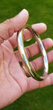 Sikh kara stainless steel round smooth brass lines kada singh kaur bangle v18