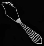 Neck tie necklace stunning silver plated celebrity design vintage look new ggg49