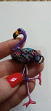 Stunning flamingo brooch vintage look stunning diamonte enamel colours pin ggg31