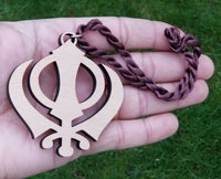 Wooden khanda car hanger punjabi sikh kaur stunning evil protection pendant ccc8