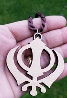 Wooden khanda car hanger punjabi sikh kaur stunning evil protection pendant ccc8