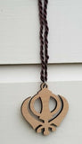 Wooden khanda car hanger punjabi sikh kaur stunning evil protection pendant ccc8