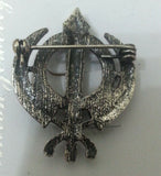 Stunning diamonte silver plated sikh khanda brooch cake pin x-mas singh gift