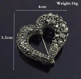 Black Heart Celebrity Brooch Stunning Vintage Look Retro Style Love Broach Pin D