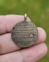 Sikh Guru Gobind Singh Antique Coin pendant Mool Mantar Locket black thread pp14