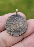 Sikh Guru Gobind Singh Antique Coin pendant Mool Mantar Locket black thread pp14