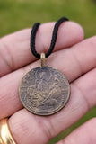 Sikh Guru Gobind Singh Antique Coin pendant Mool Mantar Locket black thread pp14