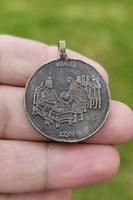 Sikh Guru Gobind Singh Amrit Sanchar 1999 Coin pendant Locket black thread pp17