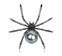 Vintage look silver plated black spider brooch suit coat broach pin collar mk2