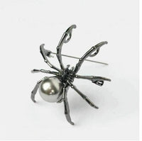 Vintage look silver plated black spider brooch suit coat broach pin collar mk2