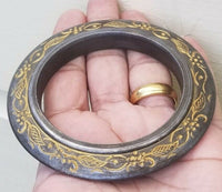 Sikh kara sarbloh floral engraved bangle singh kaur khalsa pure iron kada v15