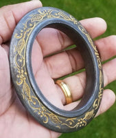 Sikh kara sarbloh floral engraved bangle singh kaur khalsa pure iron kada v15