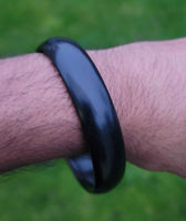 Black kara iron sarbloh kada round smooth sikh singh kaur khalsa bangle j17 new