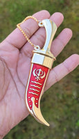 Sikh ceremonial Siri Sahib Stunning Stainless Steel Singh Kaur Kakaar 5Ks Red NN