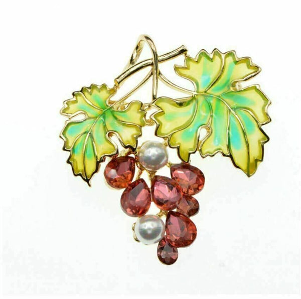 Vintage look gold plated grapes bunch brooch suit coat broach pin collar z32