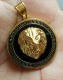 Unisex stunning rhinestones gold plated punjabi hindu sikh singh lion pendant