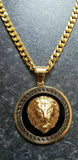 Unisex stunning rhinestones gold plated punjabi hindu sikh singh lion pendant