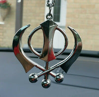 Stainless steel punjabi sikh khanda no stones stunning pendant car rear mirror