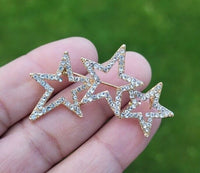 Three Star Brooch Vintage Look Queen Broach Stunning Gold Plated Pin KK6 New