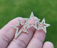 Three Star Brooch Vintage Look Queen Broach Stunning Gold Plated Pin KK6 New