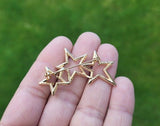 Three Star Brooch Vintage Look Queen Broach Stunning Gold Plated Pin KK6 New