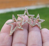 Three Star Brooch Vintage Look Queen Broach Stunning Gold Plated Pin KK6 New