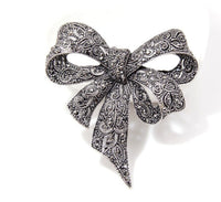 Bow brooch gold or silver plated stunning diamonte designer celebrity pin u9 new