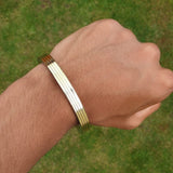 Sikh kara Stainless Steel Flat Smooth Brass Lines Kada Singh Kaur Bangle N11