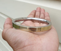 Sikh kara Stainless Steel Flat Smooth Brass Lines Kada Singh Kaur Bangle N11