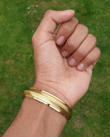 Gold Plated Sikh Kara Singh Kaur ridged edge Bangle 22ct Gold Look Kada J10 New