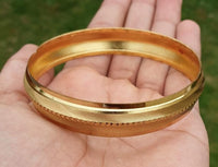 Gold Plated Sikh Kara Singh Kaur ridged edge Bangle 22ct Gold Look Kada J10 New