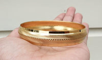 Gold Plated Sikh Kara Singh Kaur ridged edge Bangle 22ct Gold Look Kada J10 New