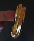 Gold Plated Sikh Kara Singh Kaur ridged edge Bangle 22ct Gold Look Kada J10 New