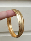 Gold Plated Sikh Kara Singh Kaur ridged edge Bangle 22ct Gold Look Kada J10 New