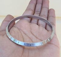 Silver Plated Kara Laser Engraved Khanda kada Sikh Singh Kaur Khalsa Bangle R10