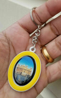 Sikh punjabi oval golden temple guru nanak singh kaur khalsa key chain key ring