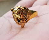 Punjabi Sikh Lion Brass Ring Golden Sharukh Khan Movie Jawan Evil Eye Protection